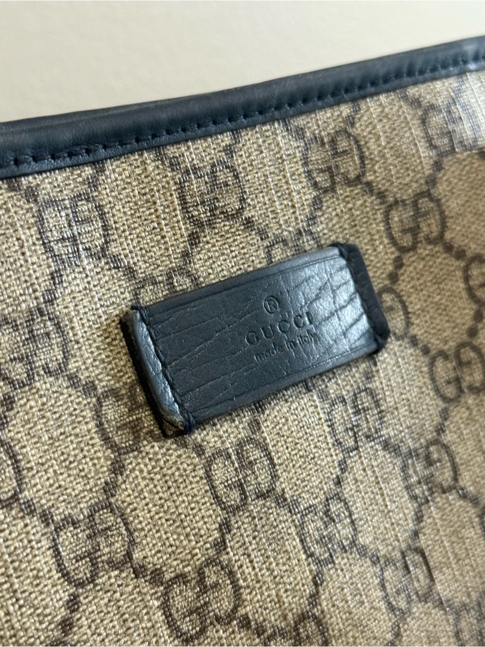 Vintage Gucci GG Canvas Tote Bag Navy Leather Trim Style 114595 234990 - Picture 5 of 16
